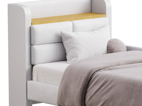 Twin Size Upholstered Platform Bed Model 3D