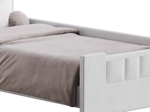 Twin Size Upholstered Platform Bed Model 3D