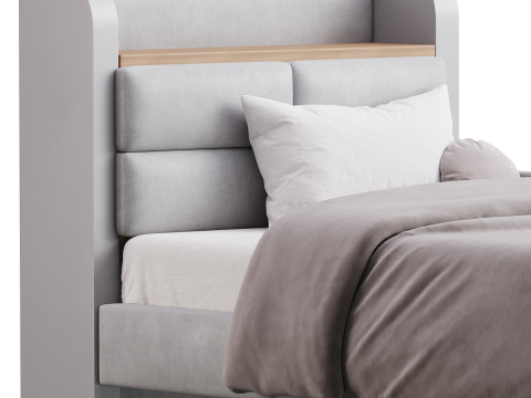Twin Size Upholstered Platform Bed Model 3D