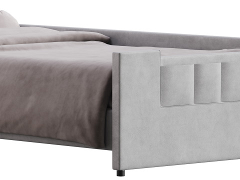 Twin Size Upholstered Platform Bed Model 3D
