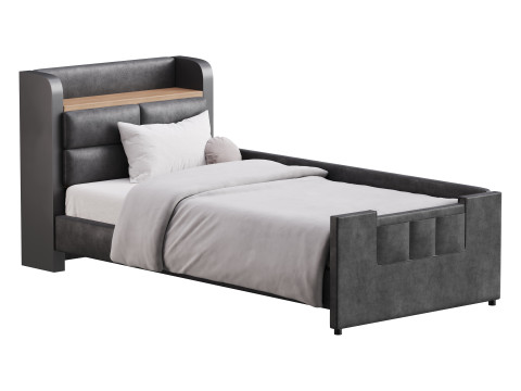 Twin Size Upholstered Platform Bed Model 3D