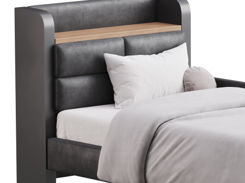 Twin Size Upholstered Platform Bed Model 3D