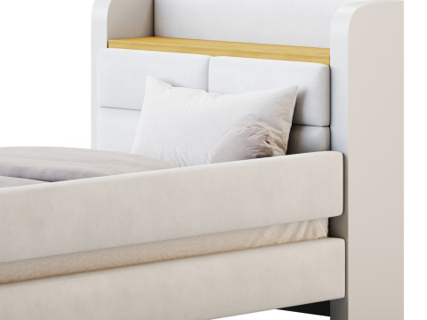Twin Size Upholstered Platform Bed Model 3D