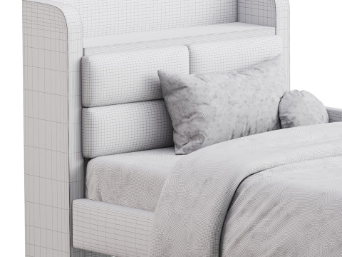 Twin Size Upholstered Platform Bed Model 3D