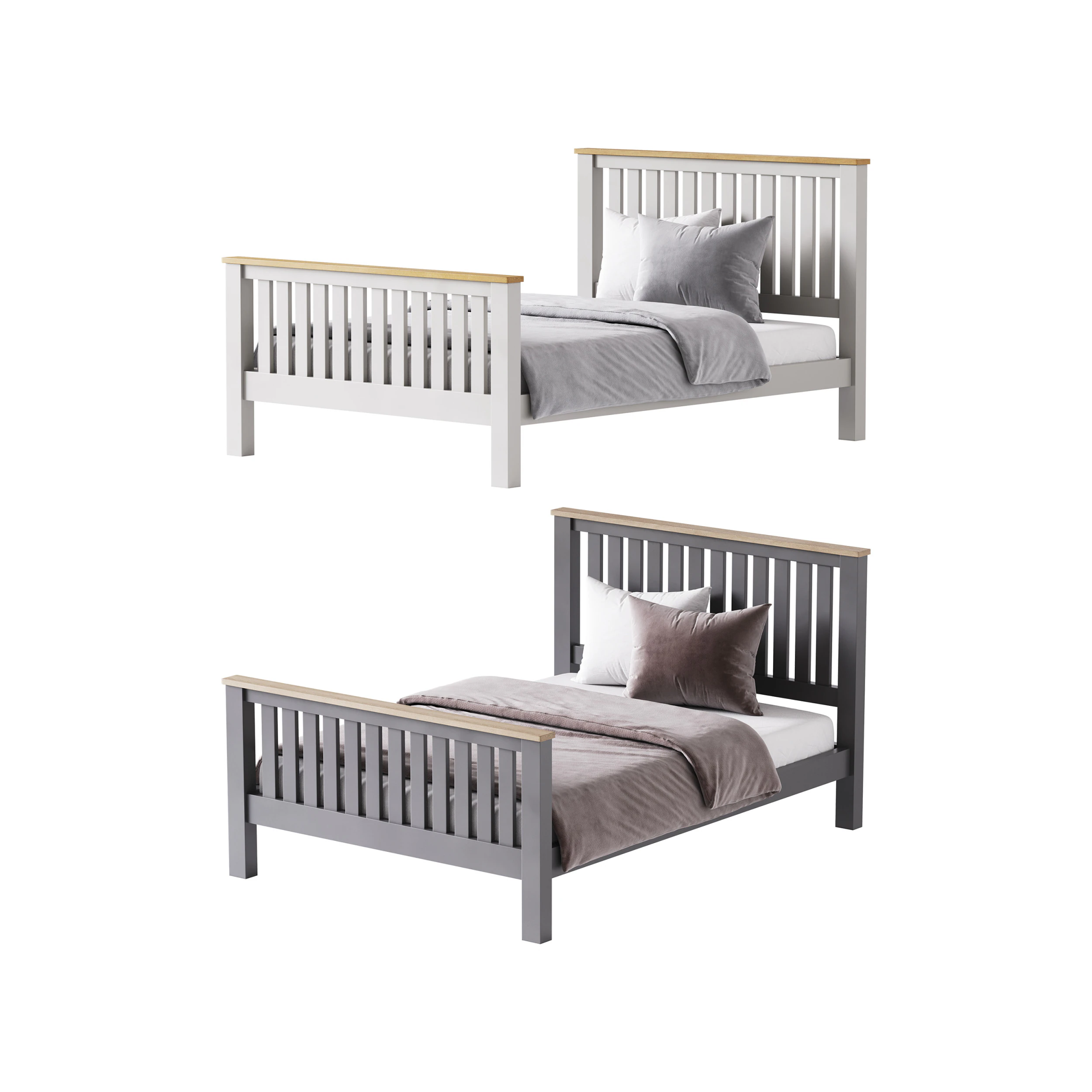 Uhomepro Gray Full Size Bed 3D Model .c4d .max .obj .3ds .fbx .stl .blend 