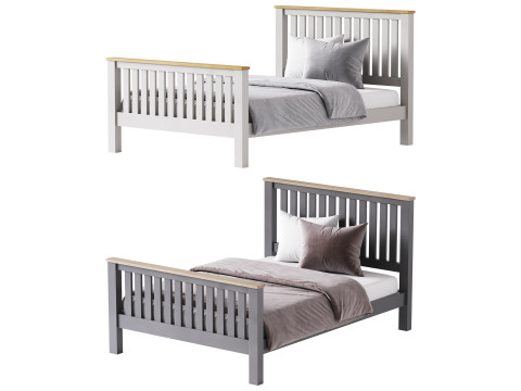 Uhomepro Gray Full Size Bed 3D Model