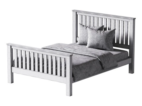 Uhomepro Gray Full Size Bed 3D Model