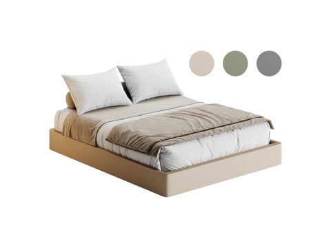 Grey Platform Bed 3D Модель