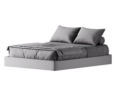 Grey Platform Bed Modelo 3D