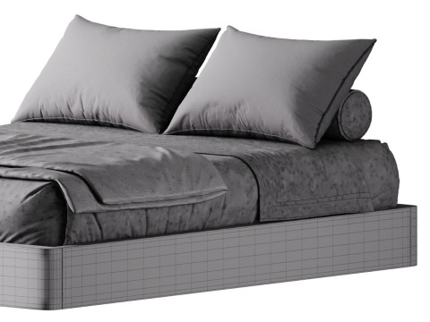 Grey Platform Bed Modelo 3D