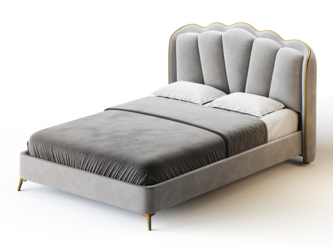 Living Room Use Sponge Padded Platform Bed 3D Model