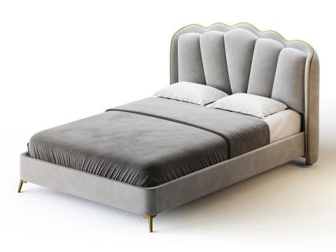 Living Room Use Sponge Padded Platform Bed 3D Model