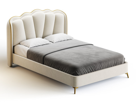Living Room Use Sponge Padded Platform Bed 3D Model