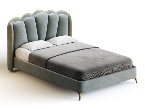 Living Room Use Sponge Padded Platform Bed 3D Model