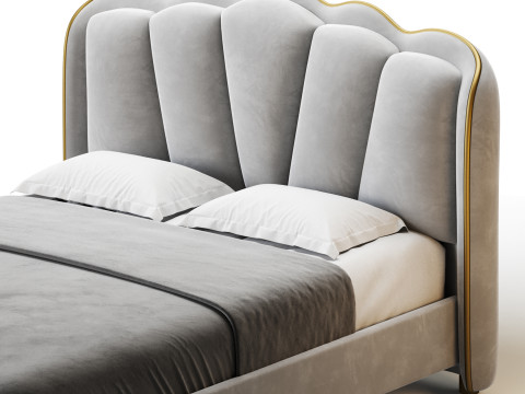 Living Room Use Sponge Padded Platform Bed 3D Model