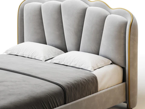 Living Room Use Sponge Padded Platform Bed 3D Model