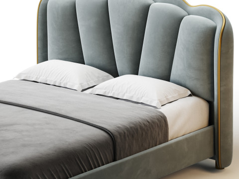 Living Room Use Sponge Padded Platform Bed 3D Model
