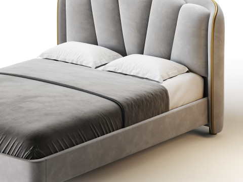 Living Room Use Sponge Padded Platform Bed 3D Model