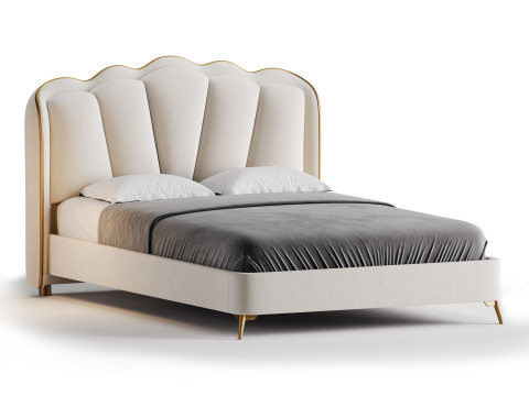Living Room Use Sponge Padded Platform Bed 3D Model