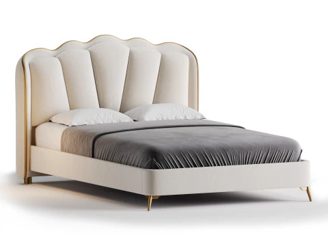 Living Room Use Sponge Padded Platform Bed 3D Model