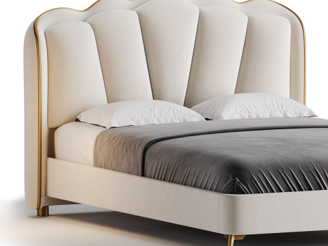 Living Room Use Sponge Padded Platform Bed 3D Model