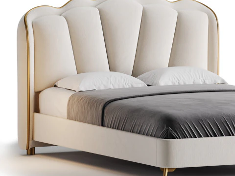 Living Room Use Sponge Padded Platform Bed 3D Model