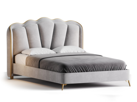 Living Room Use Sponge Padded Platform Bed 3D Model