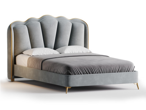 Living Room Use Sponge Padded Platform Bed 3D Model