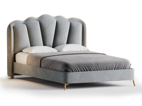 Living Room Use Sponge Padded Platform Bed 3D Model