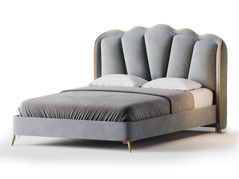Living Room Use Sponge Padded Platform Bed 3D Model