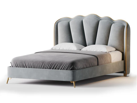 Living Room Use Sponge Padded Platform Bed 3D Model