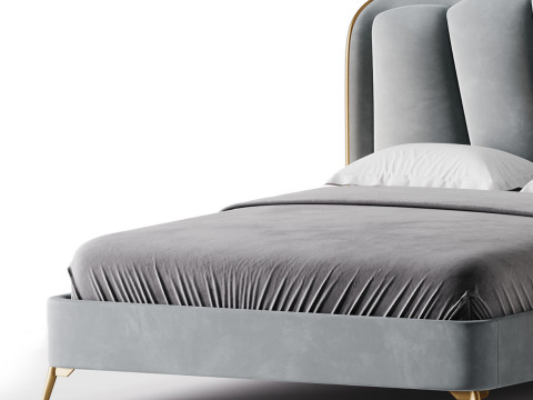 Living Room Use Sponge Padded Platform Bed 3D Model