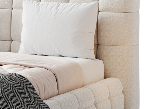 Addie White Boucle Minimalist Modern Bed Modelo 3D