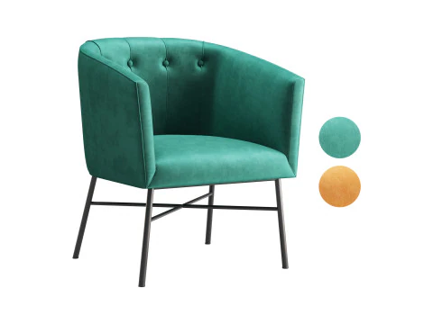 Kursi Bak Aurelie dari Beludru Hijau Zamrud Model 3D