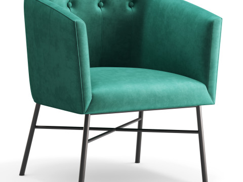 Aurelie Tub Chair in Emerald Green Velvet Model 3D