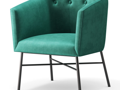 Aurelie Tub Chair in Emerald Green Velvet Model 3D