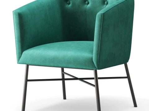 Aurelie Tub Chair in Emerald Green Velvet 3D Model