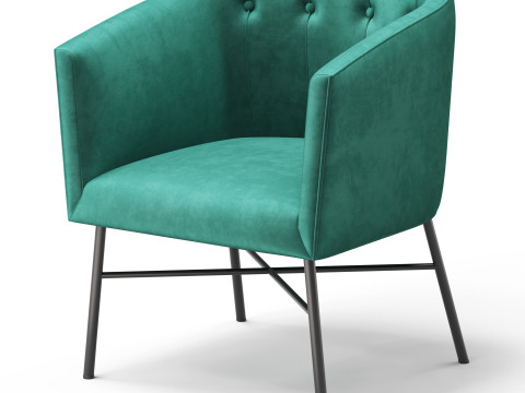 Aurelie Tub Chair in Emerald Green Velvet Model 3D