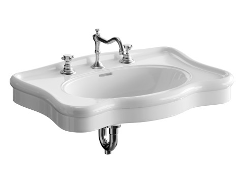 Bathroom Console Sink Deluxe Counter Top White Vitreous China Model 3D