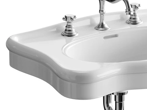 Bathroom Console Sink Deluxe Counter Top White Vitreous China 3D Model