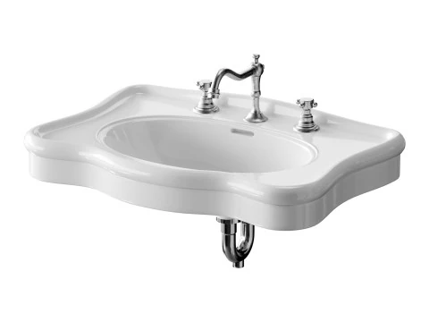 Bathroom Console Sink Deluxe Counter Top White Vitreous China 3D Model