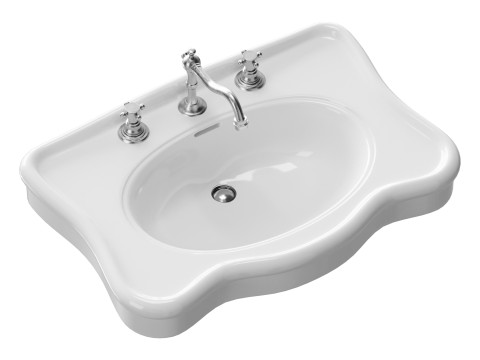 Bathroom Console Sink Deluxe Counter Top White Vitreous China Model 3D