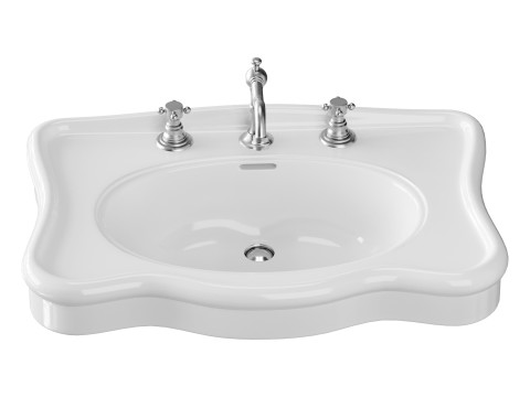 Bathroom Console Sink Deluxe Counter Top White Vitreous China Model 3D