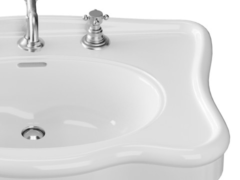 Bathroom Console Sink Deluxe Counter Top White Vitreous China Model 3D