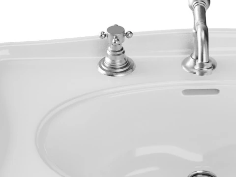 Bathroom Console Sink Deluxe Counter Top White Vitreous China 3D Model