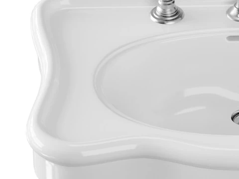 Bathroom Console Sink Deluxe Counter Top White Vitreous China 3D Model