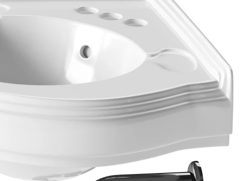 Bathroom Corner Sink White 3D Model
