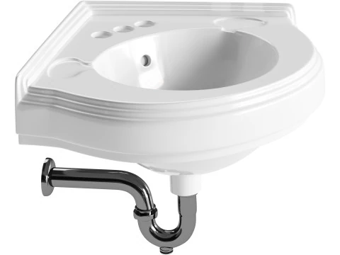 Bathroom Corner Sink White 3D Model