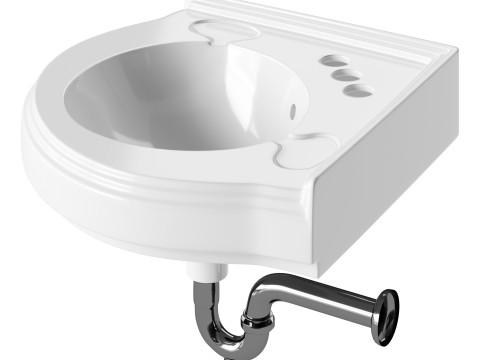 Bathroom Corner Sink White Model 3D
