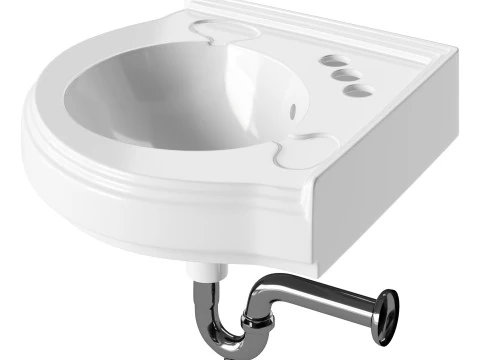 Bathroom Corner Sink White 3D Model